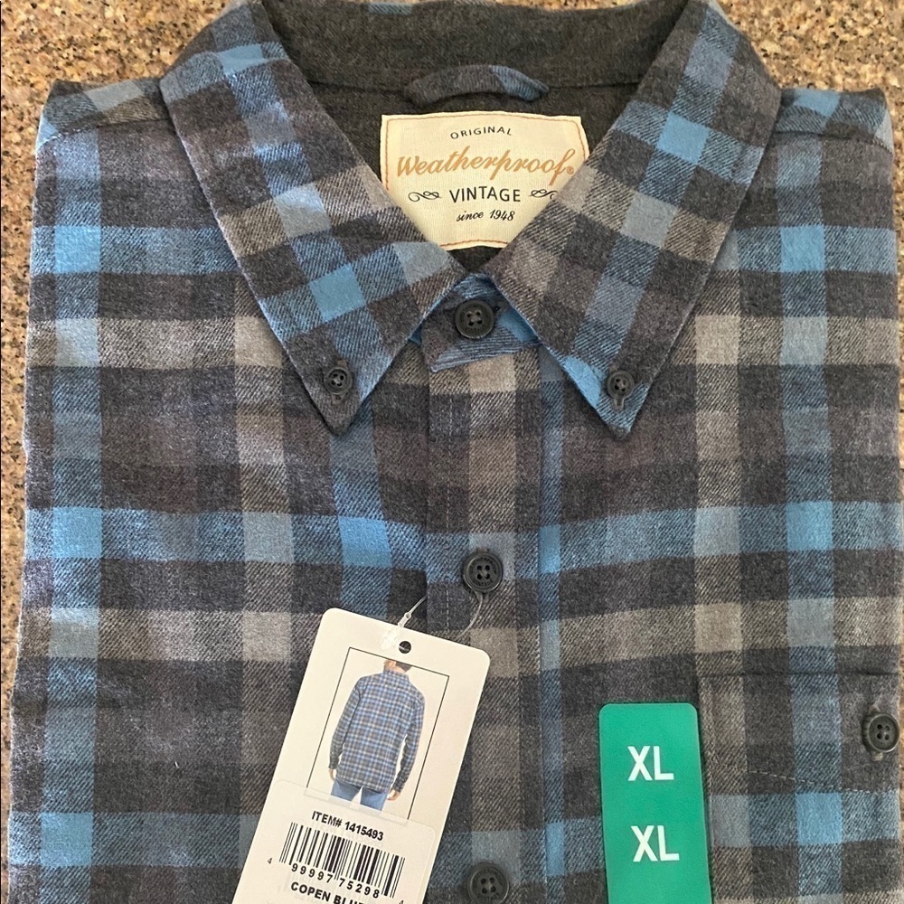 Blue Plaid Flannel Vintage Weatherproof Brand. NWT​​​​​​​​​​​ - Picture 5 of 5
